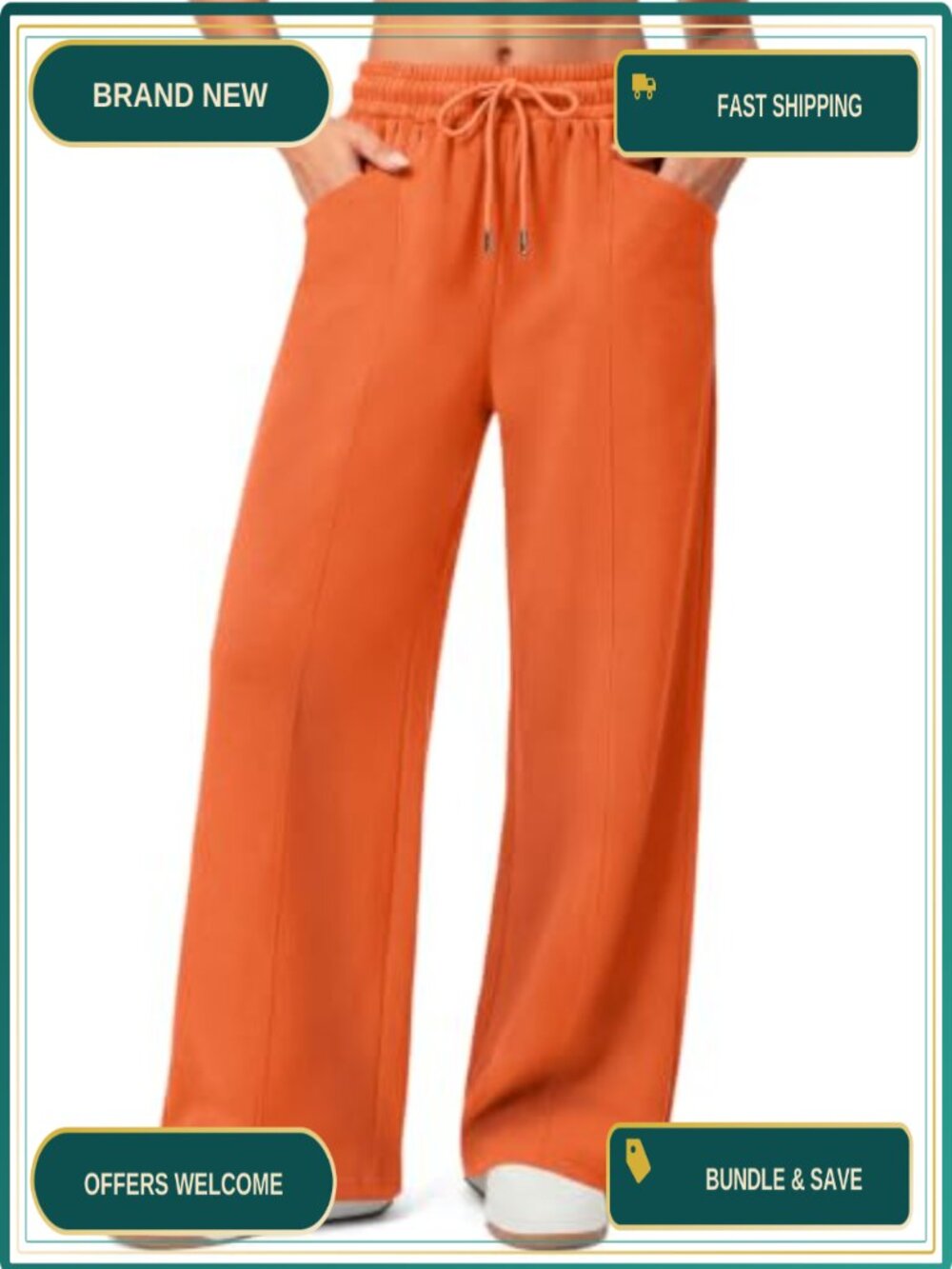 Wide Leg Fleece Lined High Waisted Sweatpants with Pockets